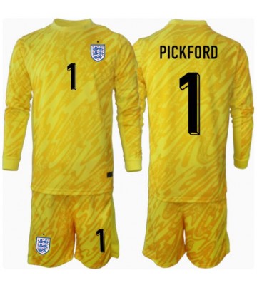 England Jordan Pickford #1 Målvakt Borta Kläder Barn EM 2024 Långärmad (+ Korta byxor)